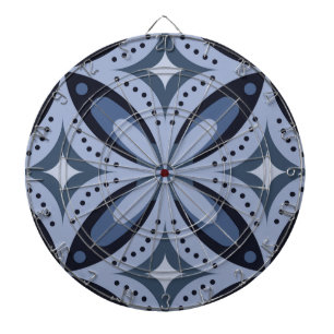 Blue Geometric Pattern Retro Style Dartboard