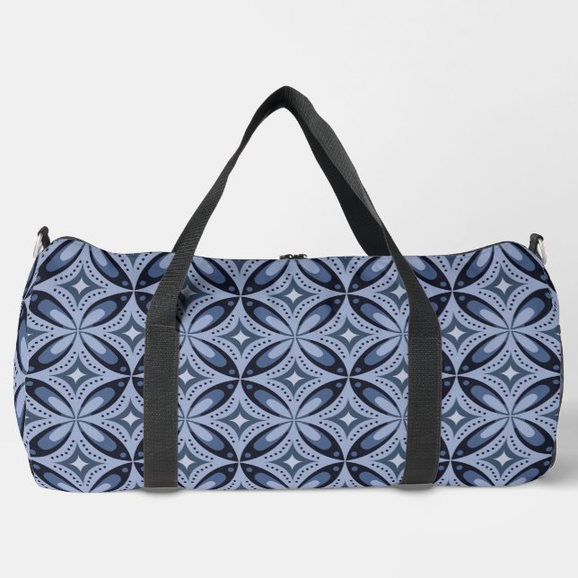 Blue Geometric Pattern Retro Style Duffle Bag (Front)