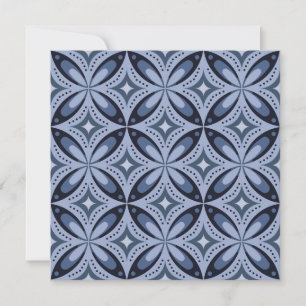 Blue Geometric Pattern Retro Style Holiday Card