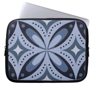 Blue Geometric Pattern Retro Style Laptop Sleeve