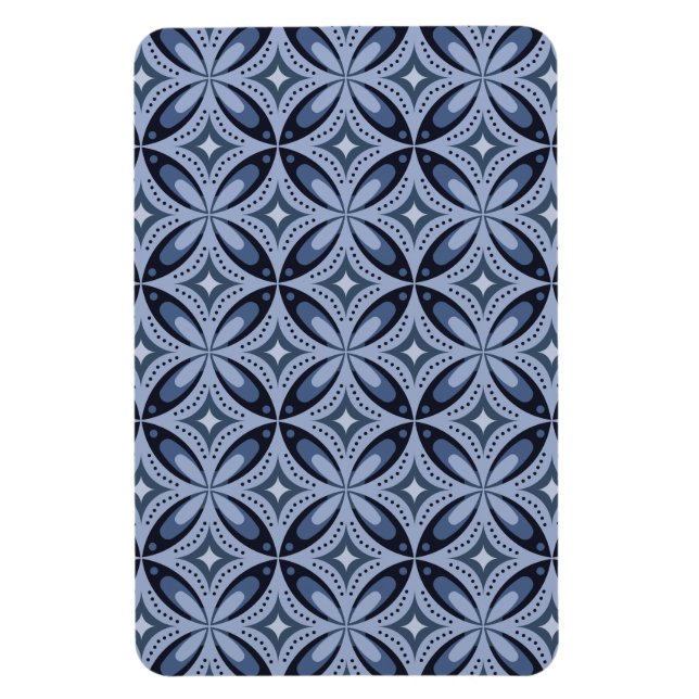 Blue Geometric Pattern Retro Style Magnet (Vertical)