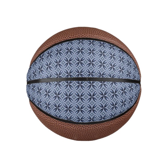 Blue Geometric Pattern Retro Style Mini Basketball (Front)