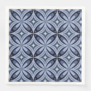 Blue Geometric Pattern Retro Style Napkin