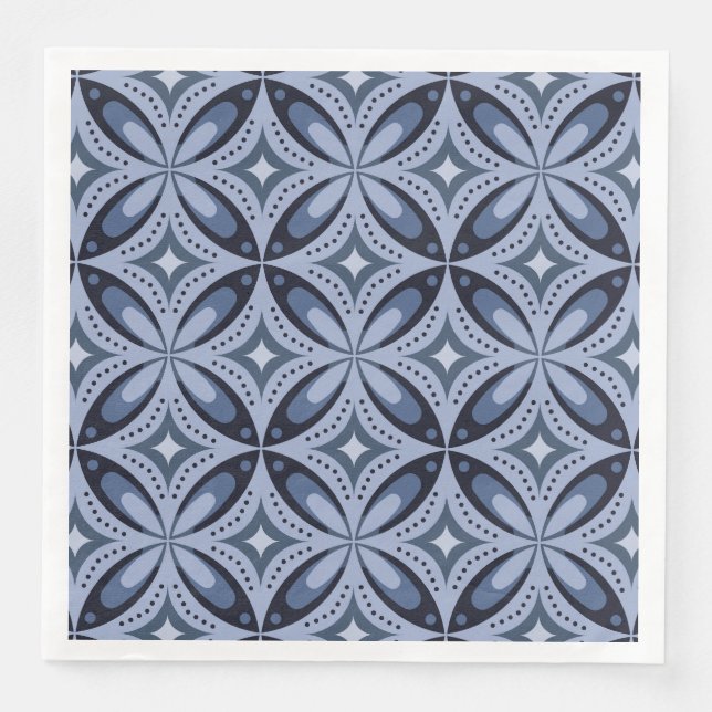 Blue Geometric Pattern Retro Style Napkin (Front)