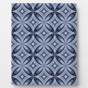 Blue Geometric Pattern Retro Style Plaque