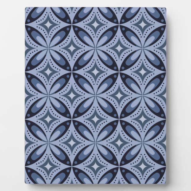 Blue Geometric Pattern Retro Style Plaque (Front)