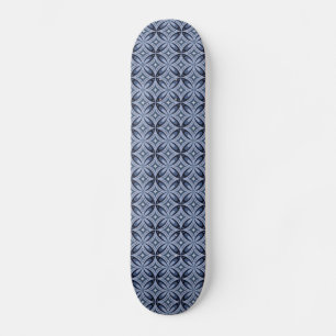 Blue Geometric Pattern Retro Style Skateboard