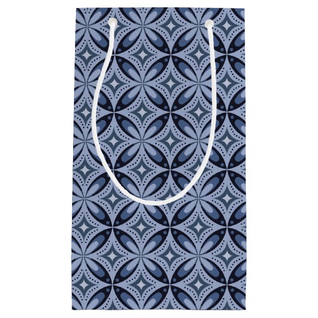Blue Geometric Pattern Retro Style Small Gift Bag (Front)