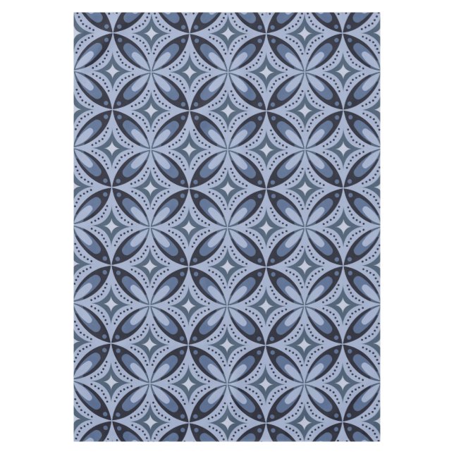Blue Geometric Pattern Retro Style Tablecloth (Front)
