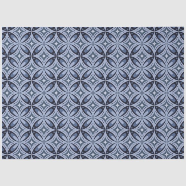 Blue Geometric Pattern Retro Style Tissue Paper (Front)