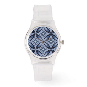 Blue Geometric Pattern Retro Style Watch