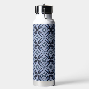 Blue Geometric Pattern Retro Style Water Bottle