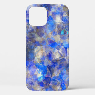 Blue Geometric Pattern Simulated Glass iPhone 12 Case