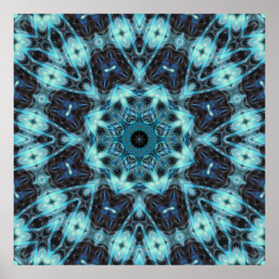 Blue Geometric Pattern with Radiant Glow Poster