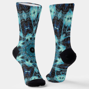 Blue Geometric Pattern with Radiant Glow Socks