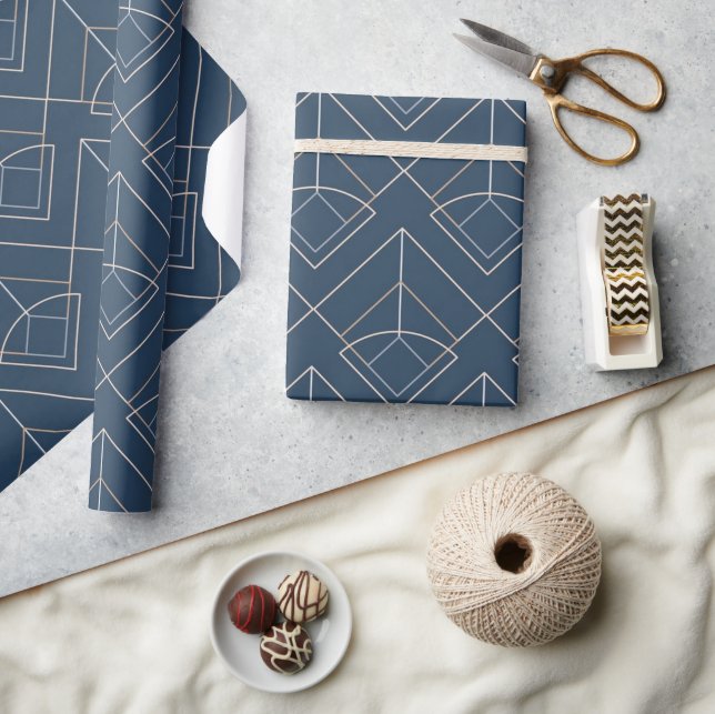 Blue Geometric Pattern Wrapping Paper (Crafts)