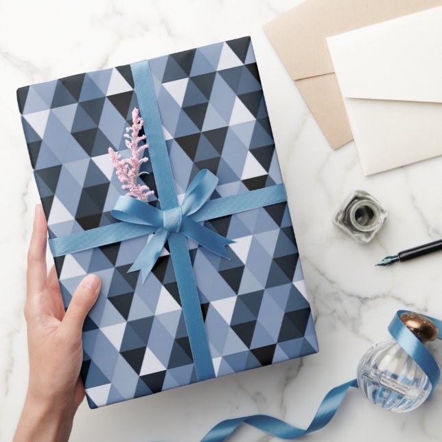 Blue Geometric Pattern Wrapping Paper (Gifting)