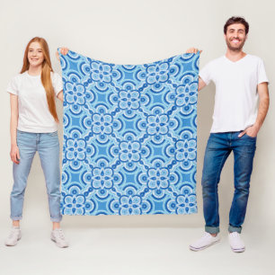 Blue geometric print  Fleece Blanket