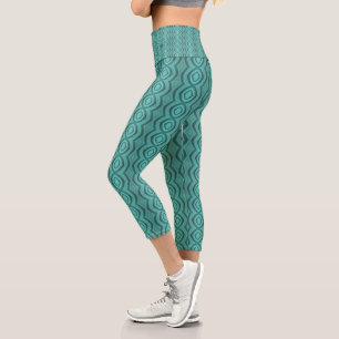Blue geometric print pattern  capri leggings