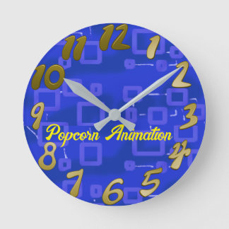 Blue Geometric Round Clock