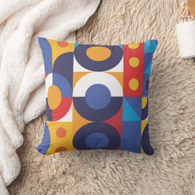 Blue Geometric seamless in square abstract Cushion (Blanket)