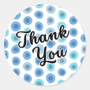 Blue Geometric Shape Pattern Thank You Classic Round Sticker