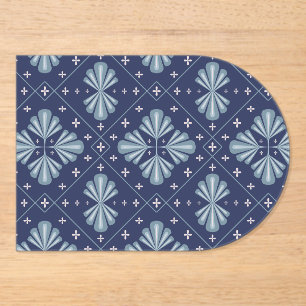Blue Geometric shapes Pattern Acrylic Invitations