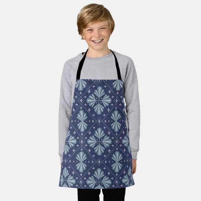 Blue Geometric shapes Pattern  Apron (Worn)
