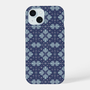 Blue Geometric shapes Pattern iPhone 15 Case