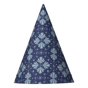 Blue Geometric shapes Pattern Party Hat