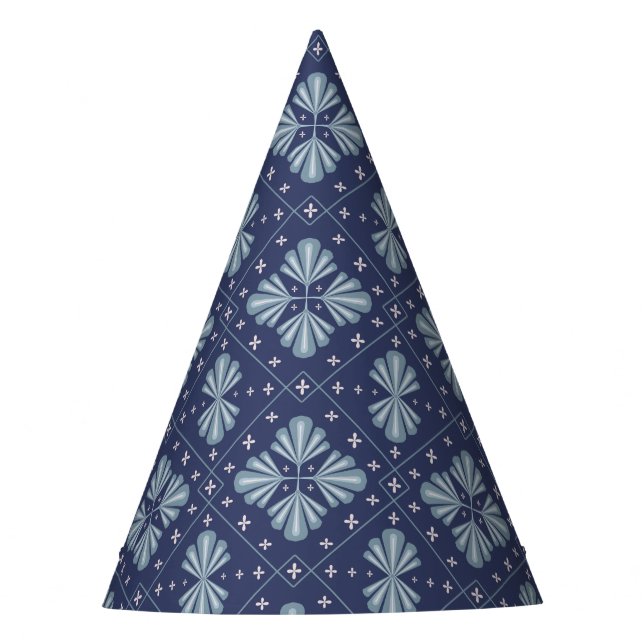 Blue Geometric shapes Pattern  Party Hat (Front)