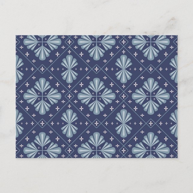 Blue Geometric shapes Pattern  Postcard (Front)