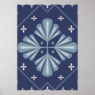 Blue Geometric shapes Pattern Poster