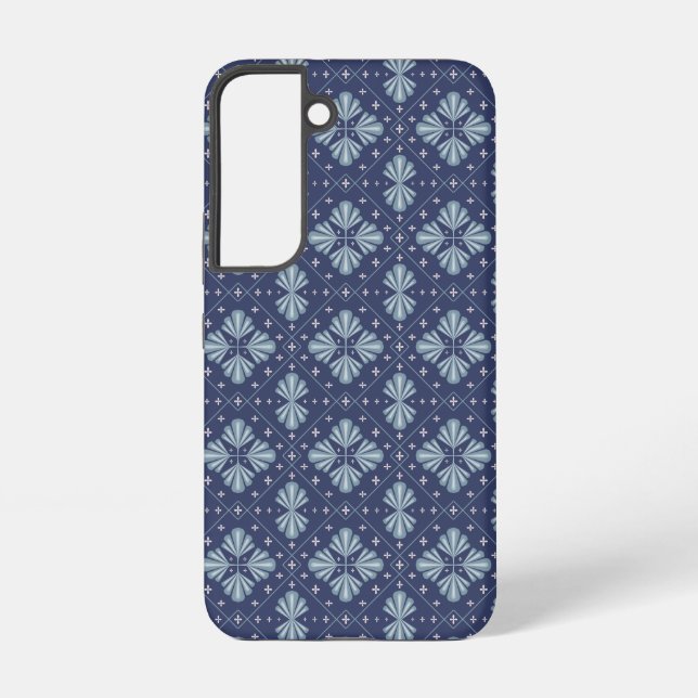 Blue Geometric shapes Pattern  Samsung Galaxy S22 Case (Back)