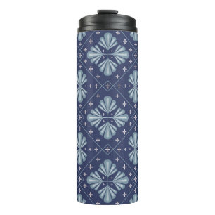 Blue Geometric shapes Pattern Thermal Tumbler