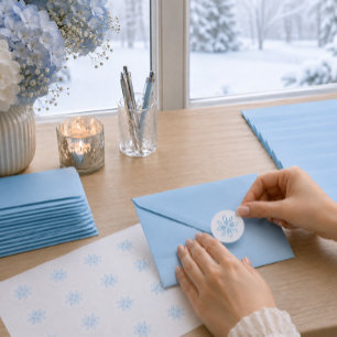 Blue Geometric Snowflake Sticker