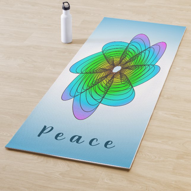 Blue Geometric Spiral Flower Yoga Mat (In Situ)