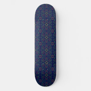Blue Geometric Squares Skateboard