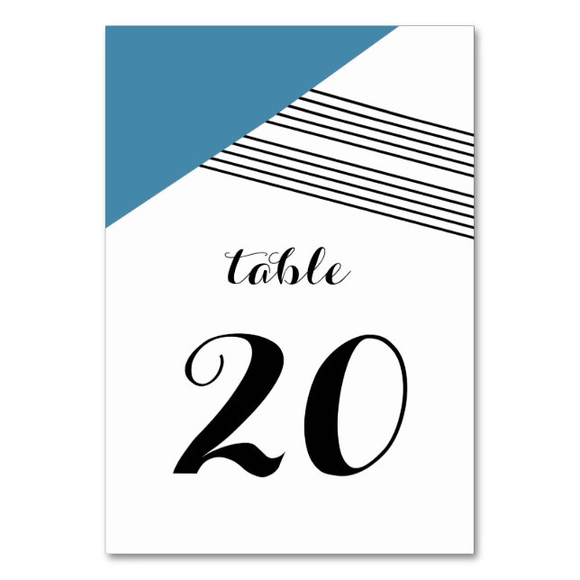 Blue Geometric Stripe Table Card (Front)