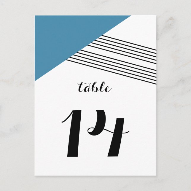 Blue Geometric Stripe Table Postcard (Front)