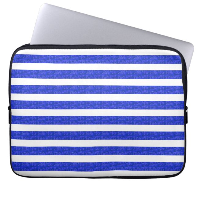 Blue Geometric Stripes Electronics Bag (Front)