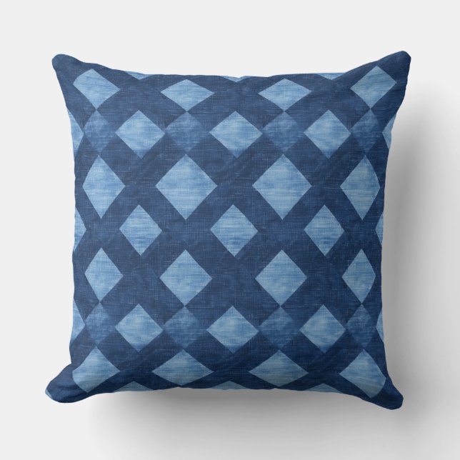  Blue Geometric Throw Pillow (Front)