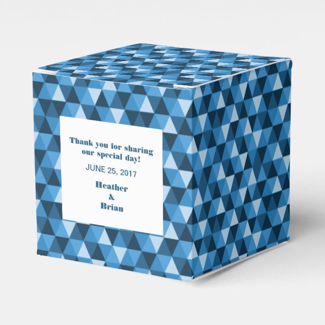 Blue Geometric Triangles Favour Box (Front Side)