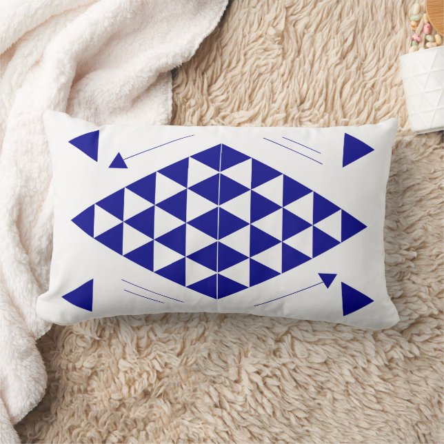 Blue Geometric Triangles  Lumbar Cushion (Blanket)