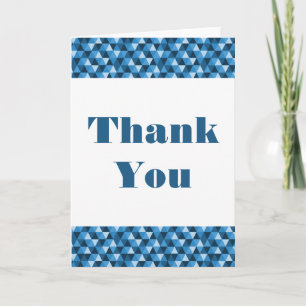 Blue Geometric Triangles Thank You Card