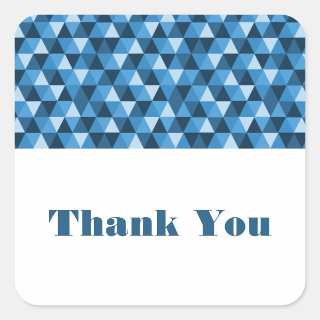 Blue Geometric Triangles Thank You Stickers (Front)