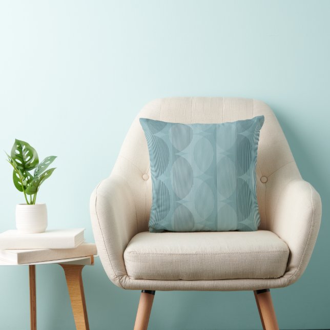 Blue geometric waves  cushion (Chair)