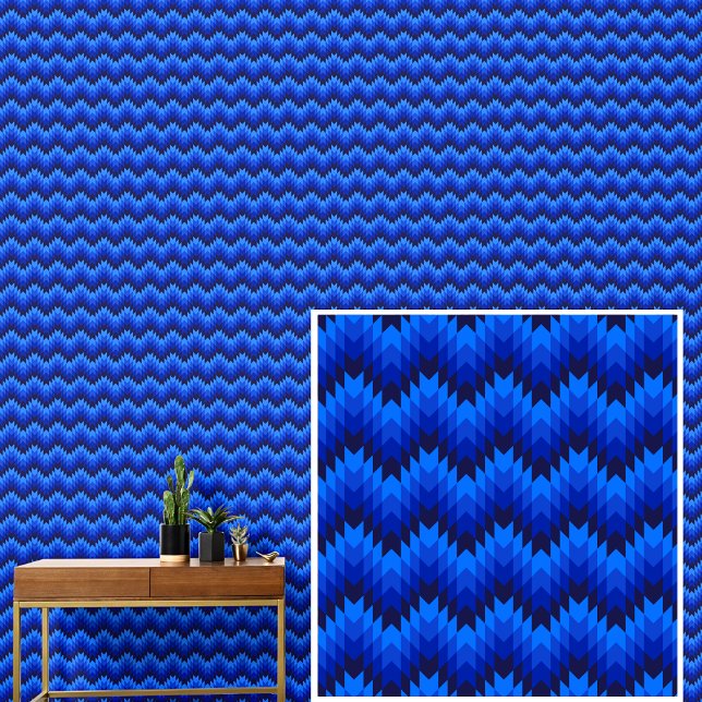 Blue Geometric Waves Stripes Wallpaper (Creator Uploaded)