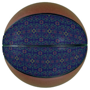 Blue Geometric Yellow Ovals Basketball