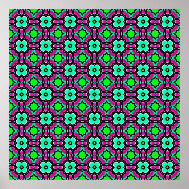 Blue geometrical painted seamless patternabstract, poster (Front)